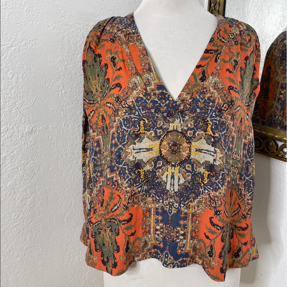 Free People coral print sleeveless top • small